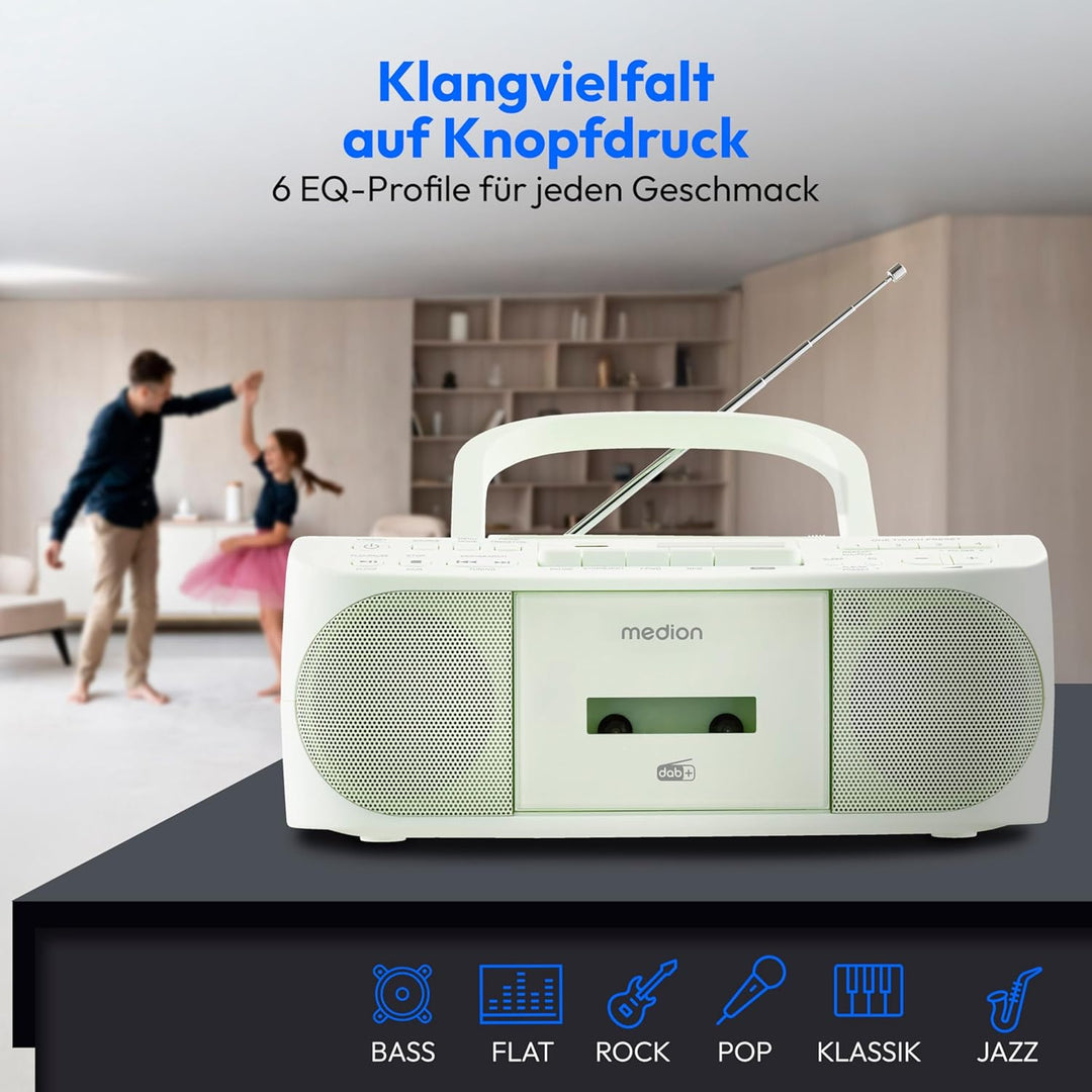 MEDION DRX-1 Plus Boombox (tragbares DAB+ UKW Radio, Bluetooth, CD-Player, MP3, Kassette, Kopfhörera