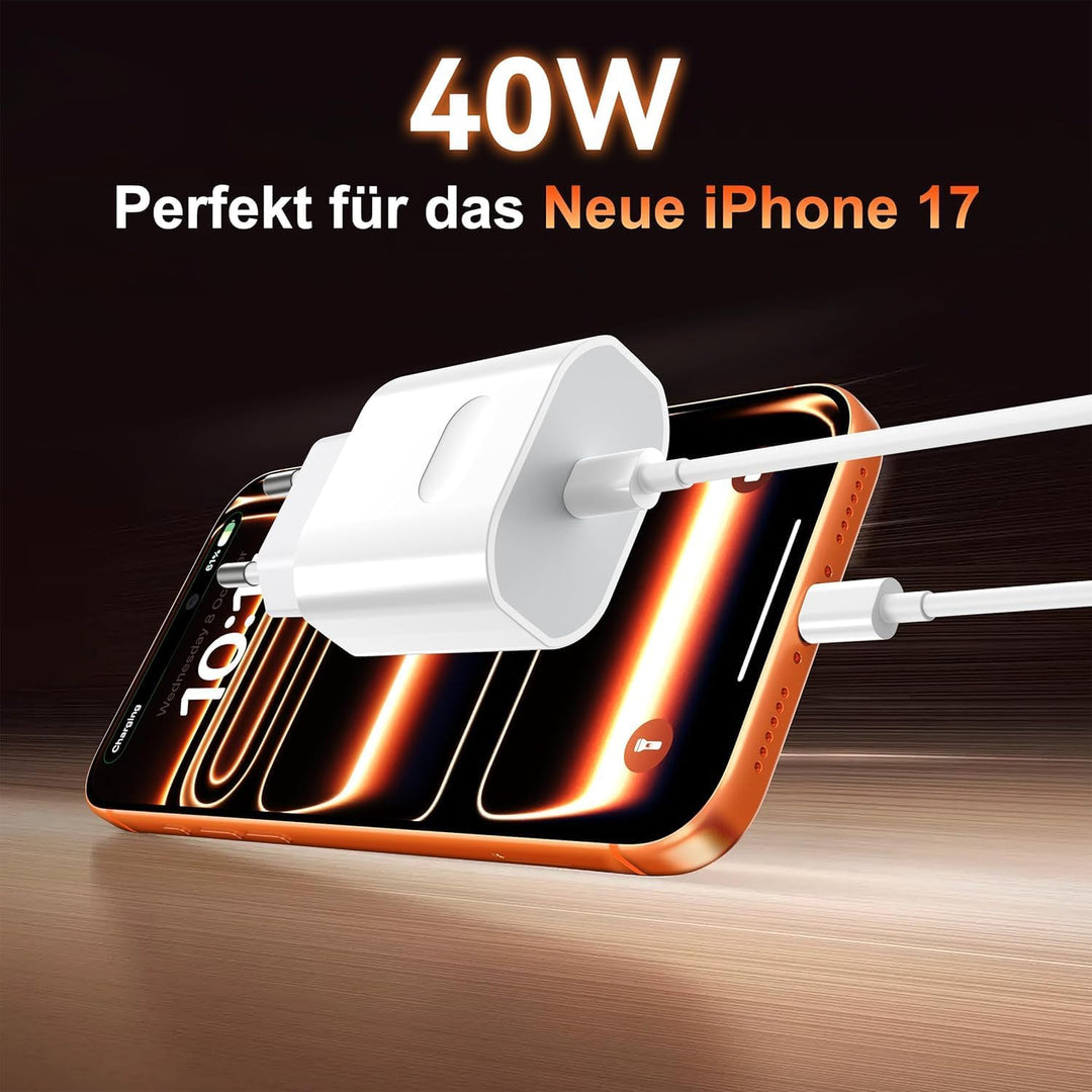 2Pack 40W Schnellladegerät USB C Ladekabel für iPhone 17/17 Pro/17 Pro Max/16/16e/15 Pro Max, iPad A