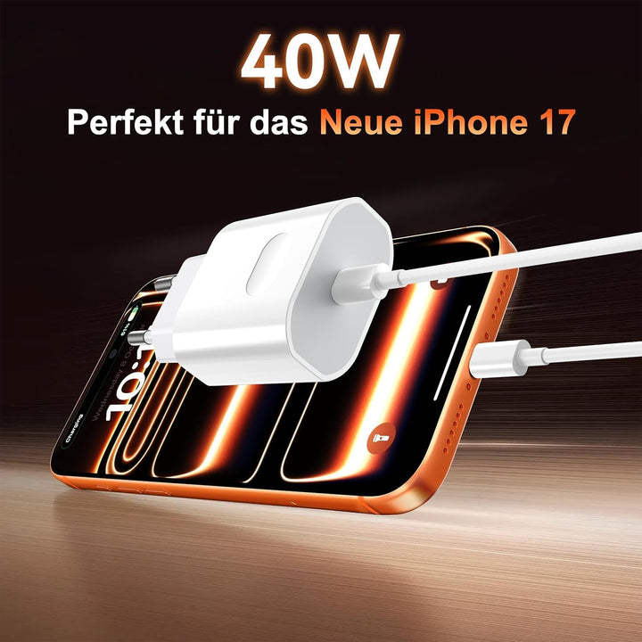 2Pack 40W Schnellladegerät USB C Ladekabel für iPhone 17/17 Pro/17 Pro Max/16/16e/15 Pro Max, iPad A