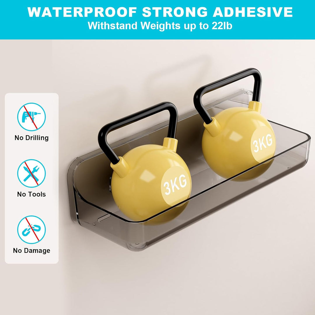 CGBE Duschablage Ohne Bohren, 2 Packs Transparenter Badezimmer Organizer für Wandmontage mit selbstk