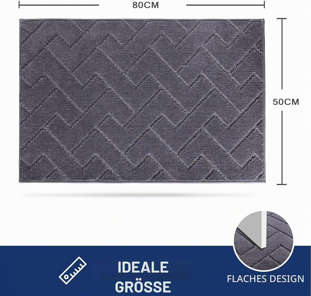 FCSDETAIL Schmutzfangmatte Innen 50 x 80 cm, rutschfeste Fussmatte, waschbar Sauberlaufmatte, absorb