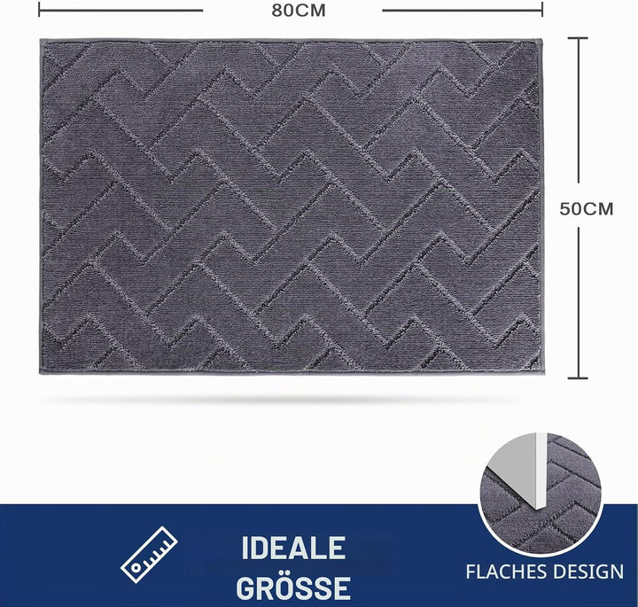 FCSDETAIL Schmutzfangmatte Innen 50 x 80 cm, rutschfeste Fussmatte, waschbar Sauberlaufmatte, absorb