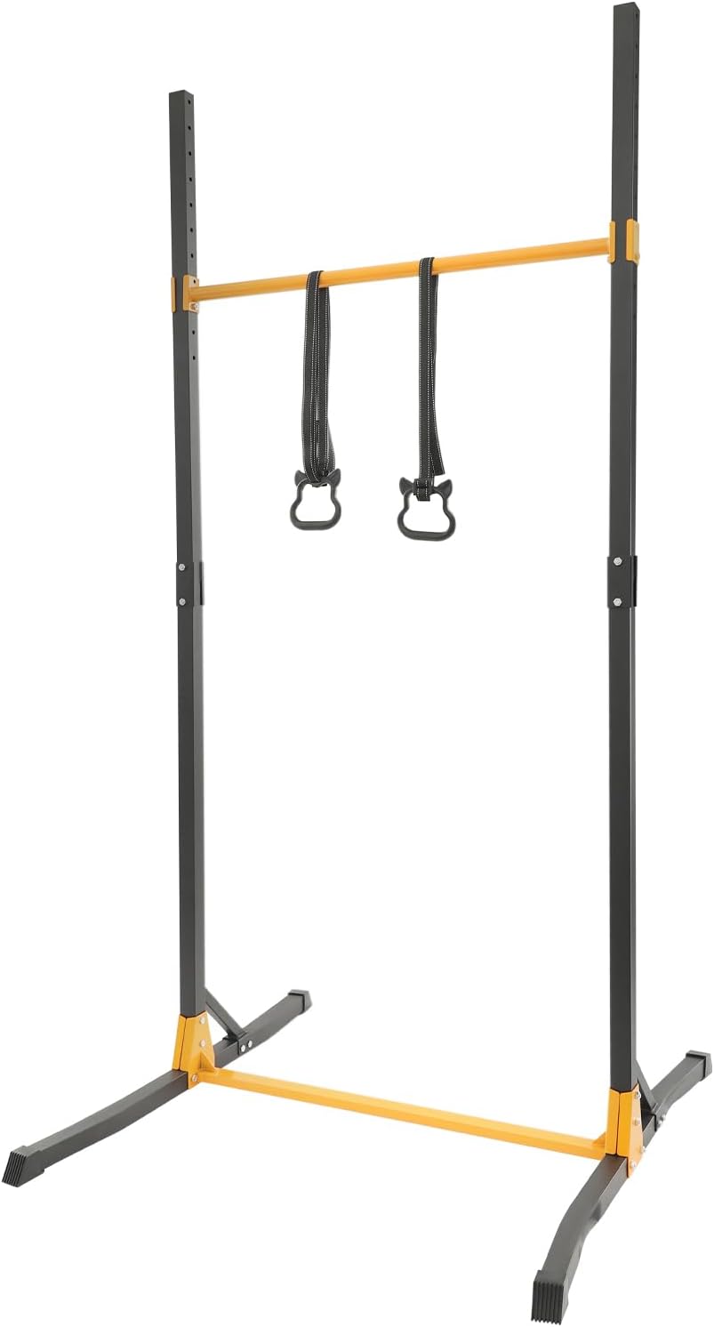 Klimmzugstange Freistehend, Pull up Bar mit Ringe, Verstellbar von 160 bis 215 cm, Klimmzugstange fü