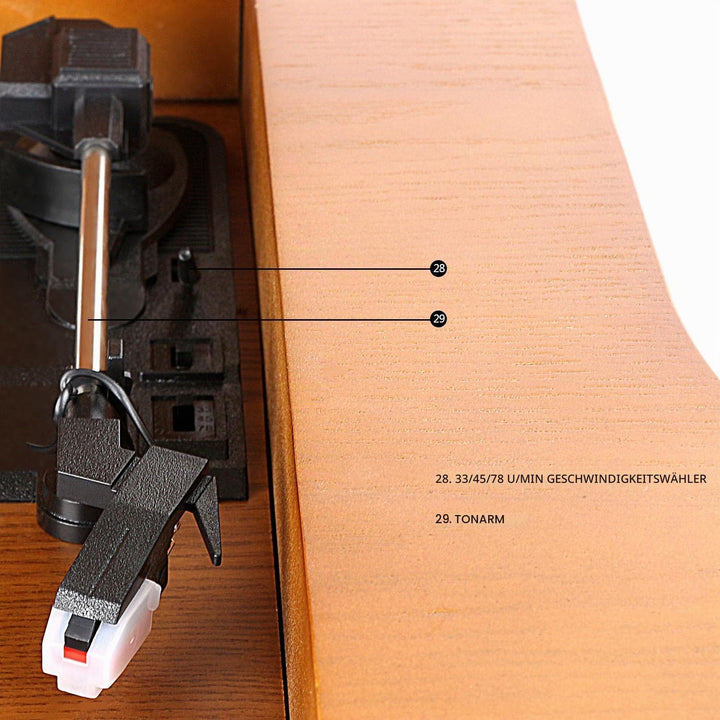 Plattenspieler 9-in-1 DAB Vinyl Turntable Vintage Holz mit Bluetooth/FM/Stereo-Lautsprecher/CD/MP3/K