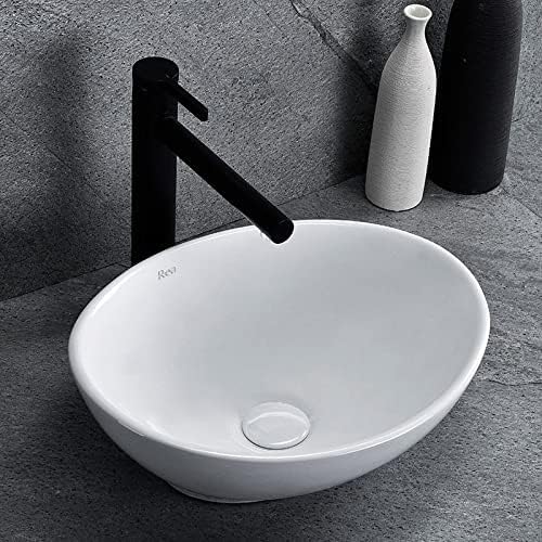 VBChome Waschbecken Kleine 41 x 35 x 15 cm Mini Keramik Weiss Oval Waschtisch Handwaschbecken Aufsat