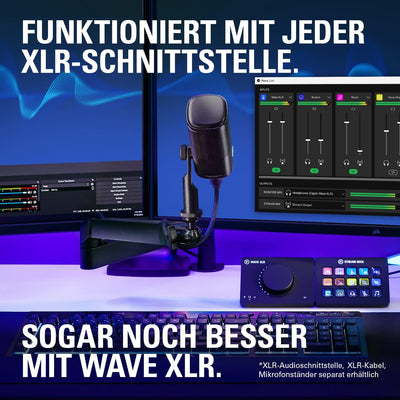 Elgato Wave DX – Dynamisches XLR-Mikro, nierenförmige Richtcharakteristik, unterdrückt Hintergrundge
