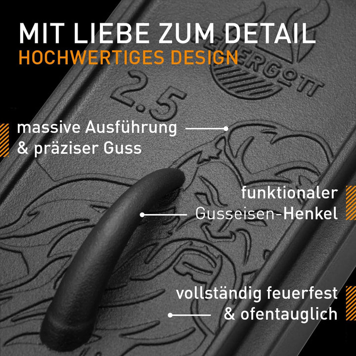Brotbackform aus Gusseisen 3 Liter mit Deckel - Kastenform ideal für Brot, Kuchen, Dutch Oven Rezept