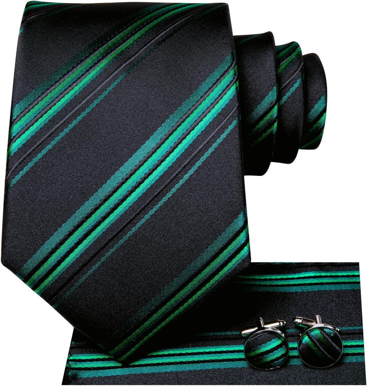 Dubulle Mens Tie Set Solid Paisley Novelty Silk Necktie for Men with Cufflinks Tie and Pocket Square