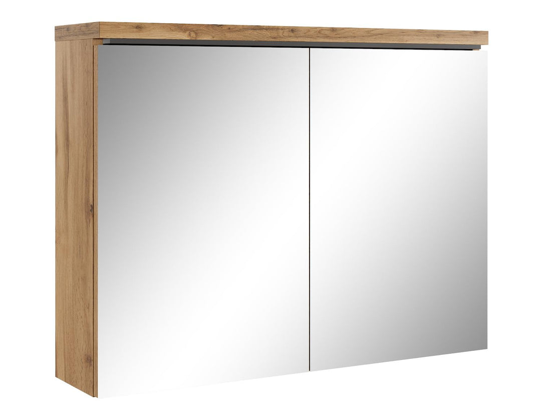Spiegelschrank Paso 80cm Eiche - Schrank Spiegelschrank Spiegel Badezimmer Badmöbel Set Hängeschrank
