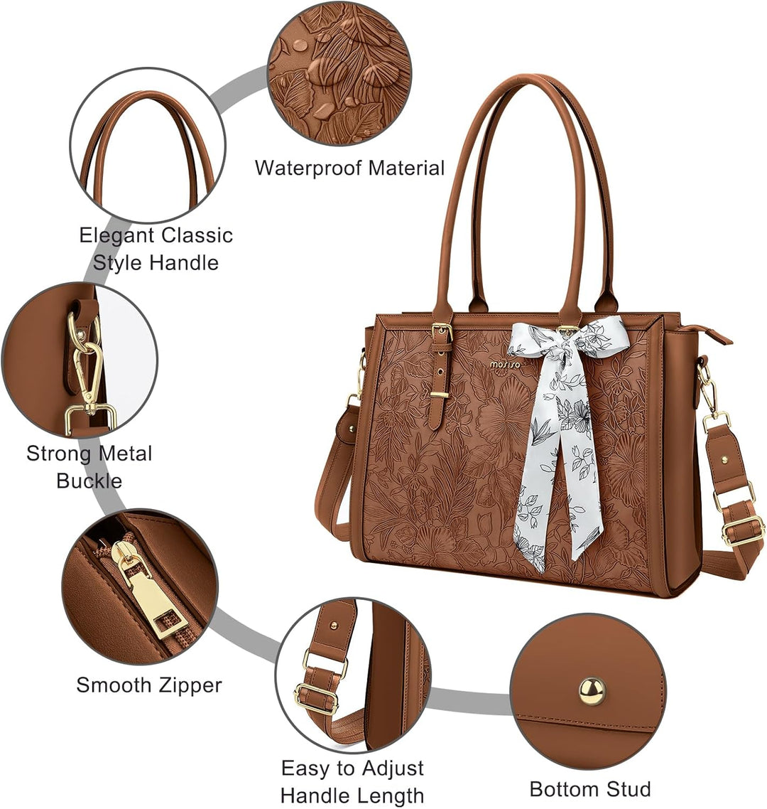 MOSISO Laptoptasche Damen, 17,3 Zoll PU Lehrertasche Handtasche Kompatibel mit MacBook HP Dell Asus,