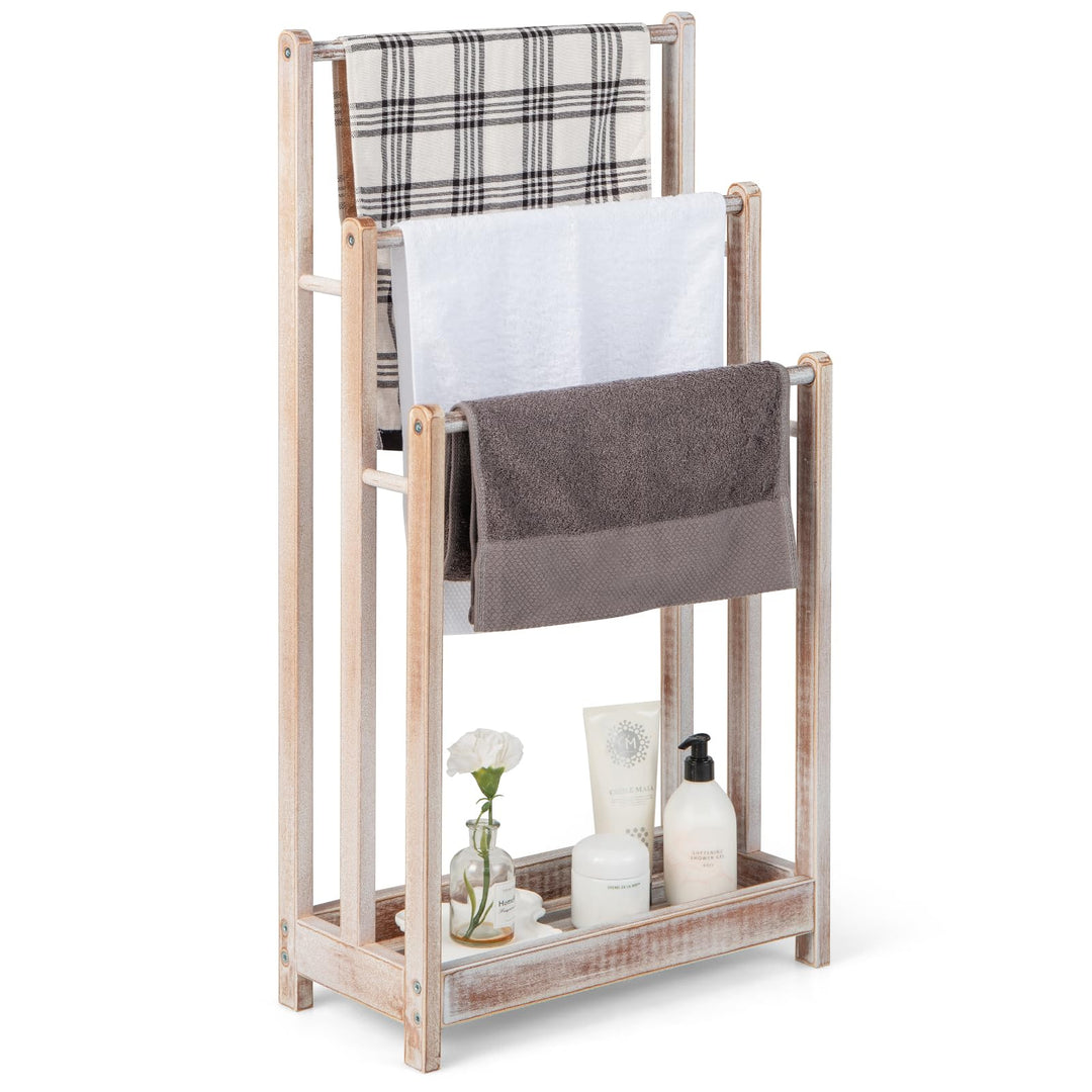 LIFEZEAL Handtuchständer Stehend, Duschtuchhalter Handtuchhalter Holz, Badetuchhalter Freistehend mi
