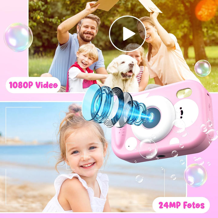 CHAKEYAKE Unterwasserkamera, IP67 10M/32.8FT Kinderkamera 1080P Digitalkamera mit 2.4" HD Bildschirm