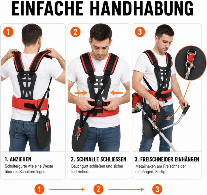 Cabilock Doppel Schultergurt Tragegurt für Motorsense Rasentrimmer Freischneider Rasenmäher Gartenar