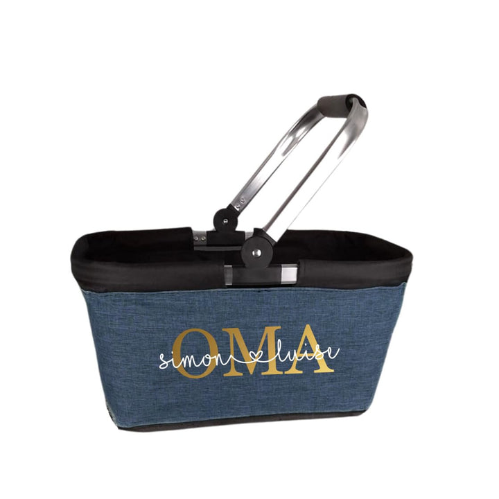 AWASG Einkaufskorb Oma personalisiert, Personalisiertes Geschenk Einkaufstasche mit Name, Tragekorb