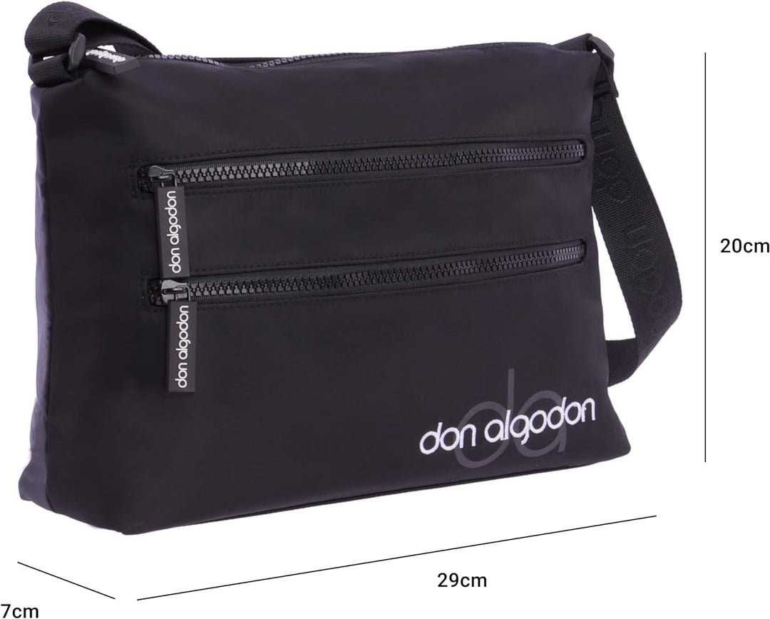 DON ALGODON Damen Zita Umhängetaschen, 30 x 9.5 x 19 cm Schwarz, Schwarz