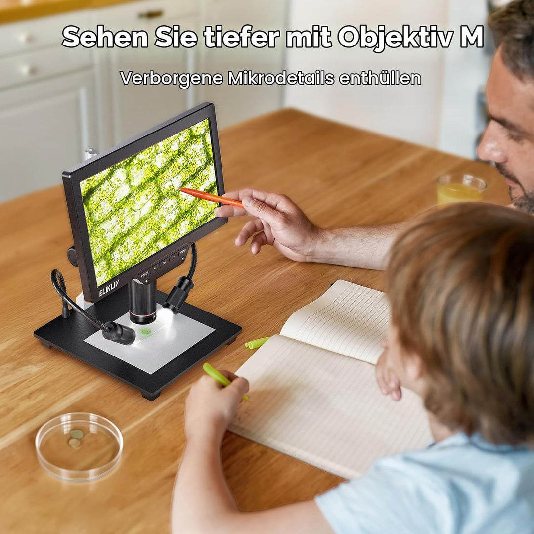 Elikliv 4K Magnetisches 3-Linsen Mikroskop: TL301 Max Münzmikroskop mit 10,1" IPS Display, Digitalmi