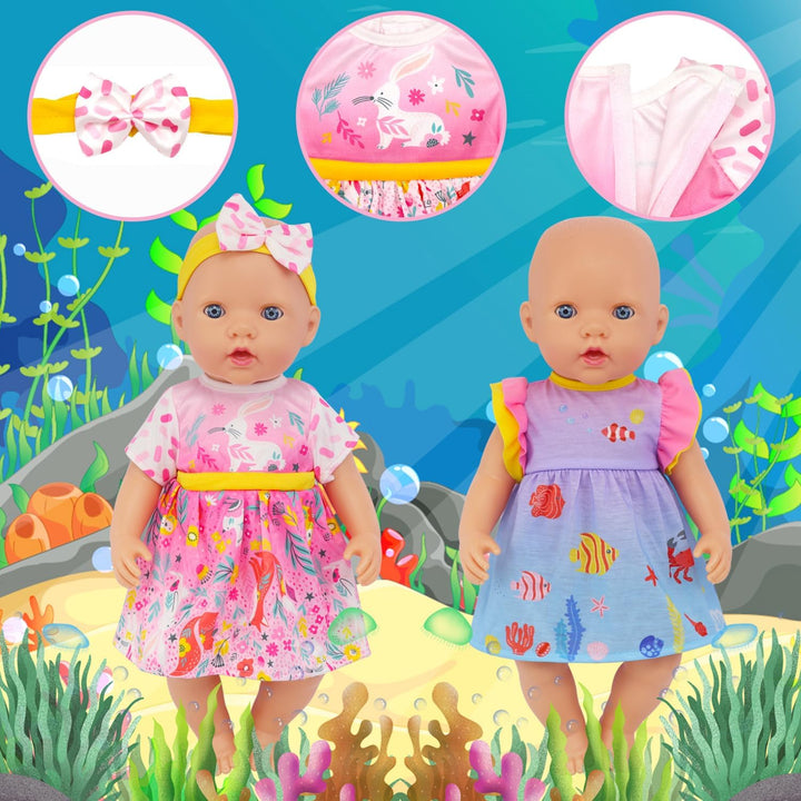 4 Komplette Outfits Puppenkleidung Puppen Set für 33-40 cm und 13-16 Zoll Puppen Enthält Strampler,