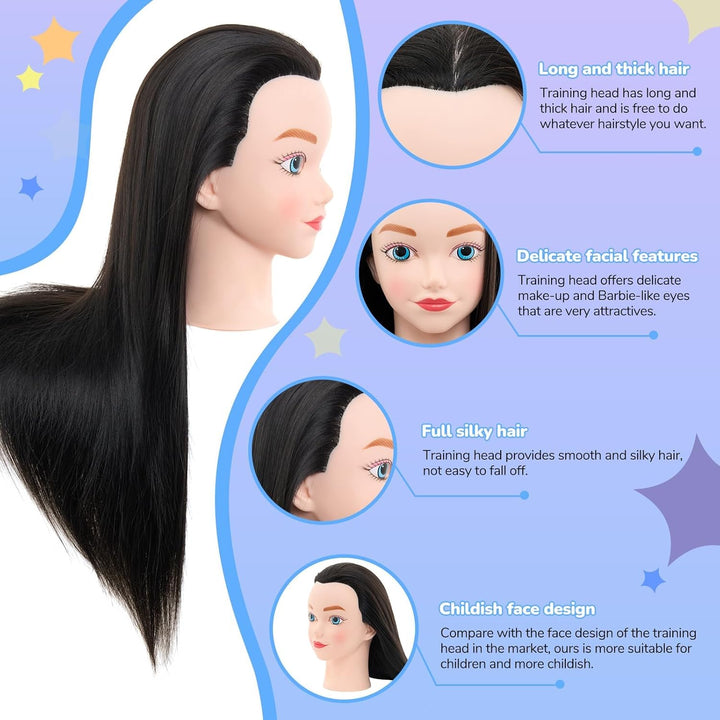 NEVERLAND Professionelle Friseur Kopf 20 inch 100% Synthetische Haar Training Kopf Friseur Kopf Spor