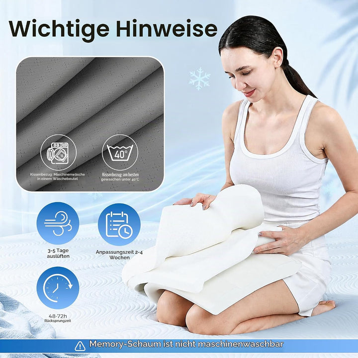 Elviros Memory Foam Kissen, Verstellbares Ergonomisches Kopfkissen gegen Nackenschmerzen, Nackenstüt