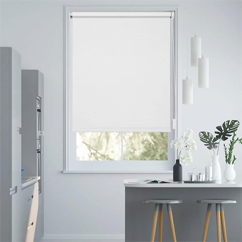 Eurohome Verdunkelungsrollo Thermo Rollo 100x130cm (Stoffbreite 96 cm) Weiss Klemmfix ohne Bohren mi