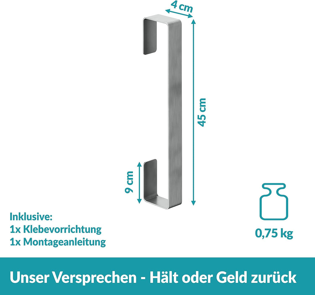 WEISSENSTEIN Handtuchhalter Gäste ohne Bohren - Edelstahl - Gästehandtuchhalter Senkrecht 45cm Silbe