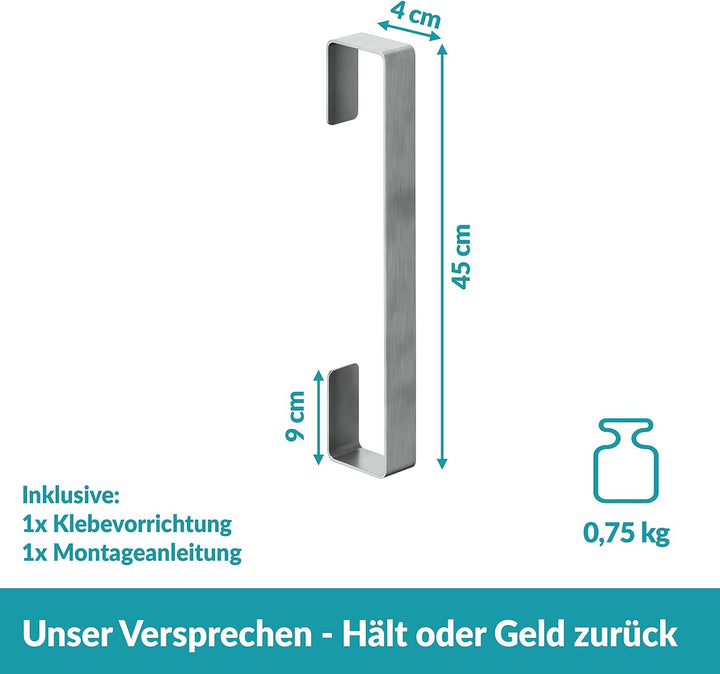 WEISSENSTEIN Handtuchhalter Gäste ohne Bohren - Edelstahl - Gästehandtuchhalter Senkrecht 45cm Silbe