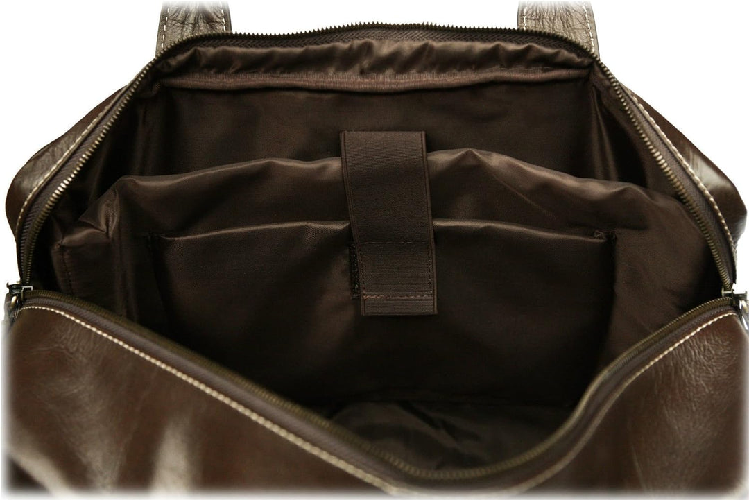 Enzo Design Aktentasche aus genarbtem Leder, abnehmbarer und verstellbarer Schultergurt, braun (Brau