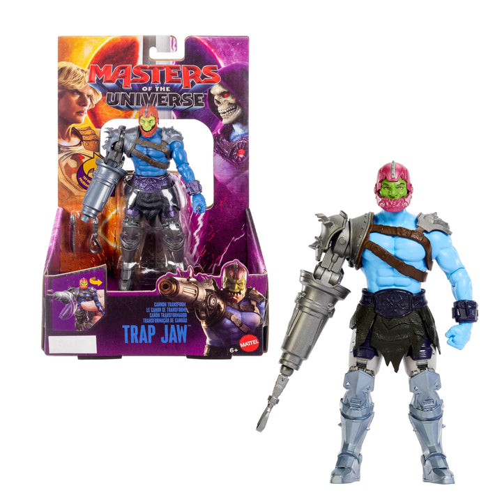Masters of the Universe Funktions-Actionfigur Trap Jaw mit wandelbarer Kanone, Dreh- und Loslassfunk
