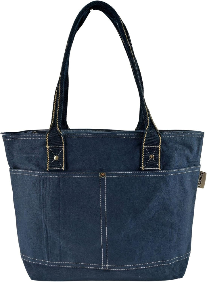 Domelo Damen Handtasche/Shopper. Vegane Schultertasche aus Canvas. Grosse schlichte Tote Tasche aus
