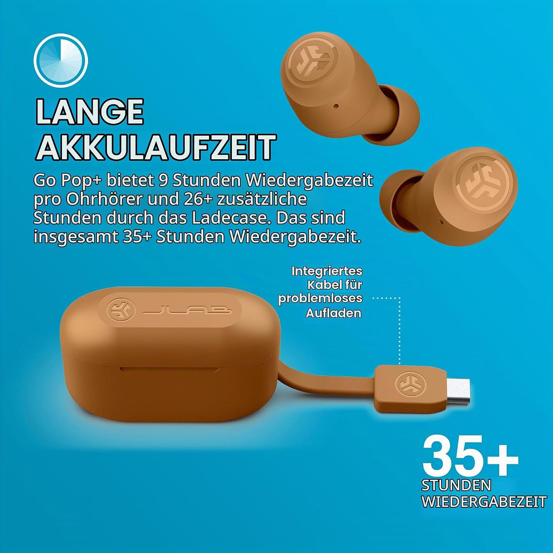 JLab Go Air Pop+ In Ear Kopfhörer kabellos Bluetooth, True Wireless Kopfhörer, 35+ Std Headphones, k