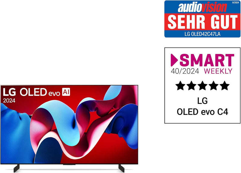 LG OLED42C47LA TV 42" (106 cm) OLED evo Fernseher (α9 Gen7 4K AI-Prozessor, webOS 24, Dolby Vision,