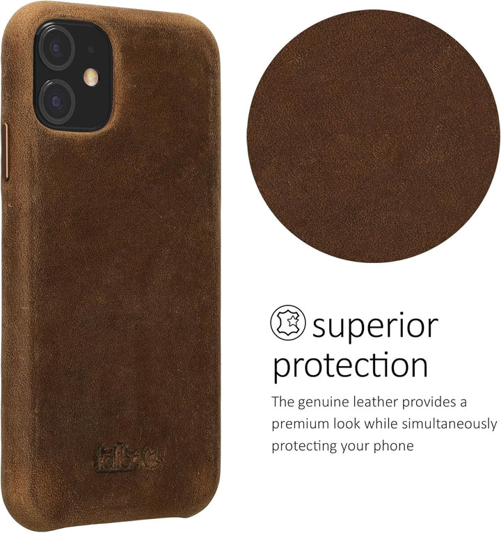 kalibri Schutzhülle kompatibel mit Apple iPhone 11 - Hülle Leder - Hardcover Handy Cover Case Braun