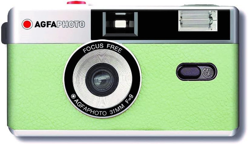 AgfaPhoto analoge 35mm Foto Kamera im Komplettset : Film + Batterie + Entwickungset für bis zu 36 Sc