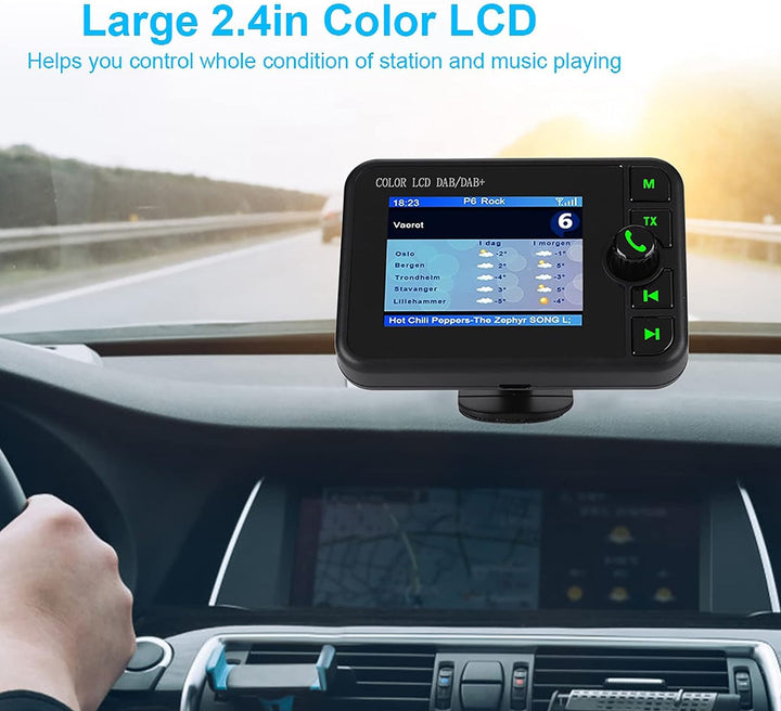 DAB Adapter für Autoradio,Auto Audio Player 2,4" LCD Display mit Bluetooth Freisprecheinrichtung+DAB