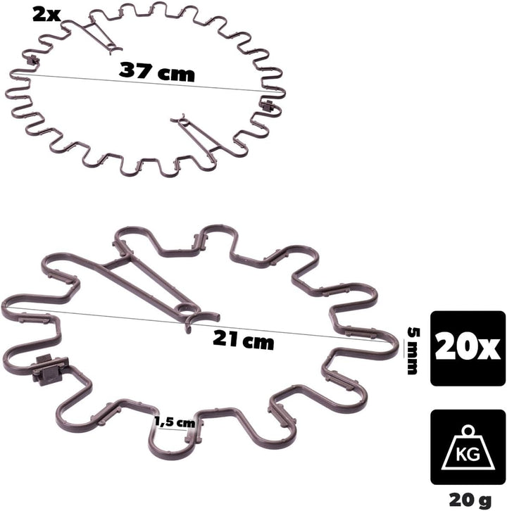 KADAX Staudenhalter Rund Ø 21 cm im 20er Set, Pflanzenhalter aus Kunststoff, Pflanzenstütze, Stauden