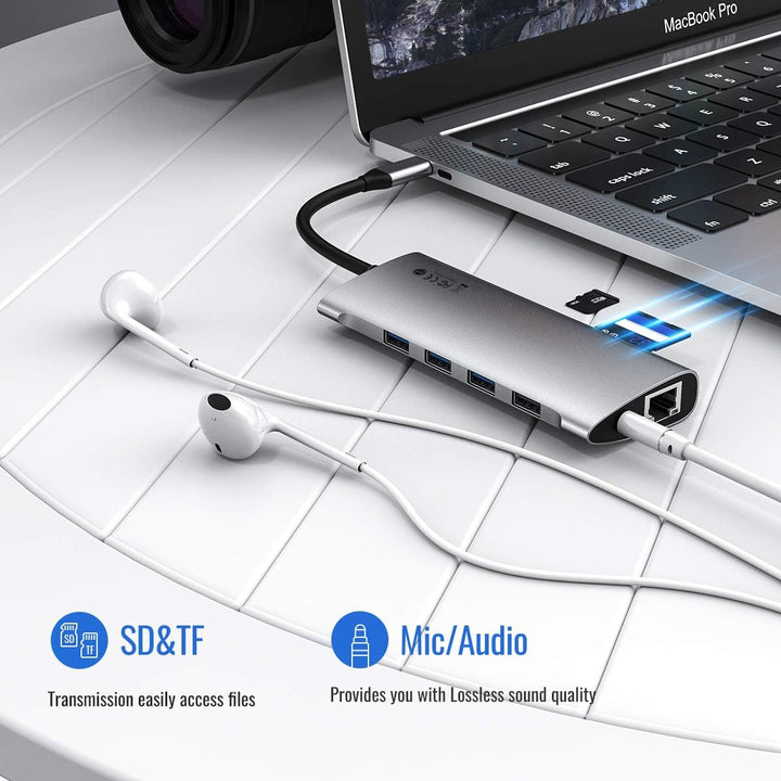 USB C Hub,Typ C Adapter 11 in 1 mit 4K-HDMI,VGA, USB-C 100W PD, 1*USB2.0, 3*USB3.0, RJ45-Gigabit-Eth
