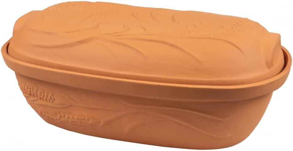 Keramiktopf Steingut Ton Topf Rund Brätertopf Dampf Garer Thermo Tontopf Terrakotta Keramik (4,5L),