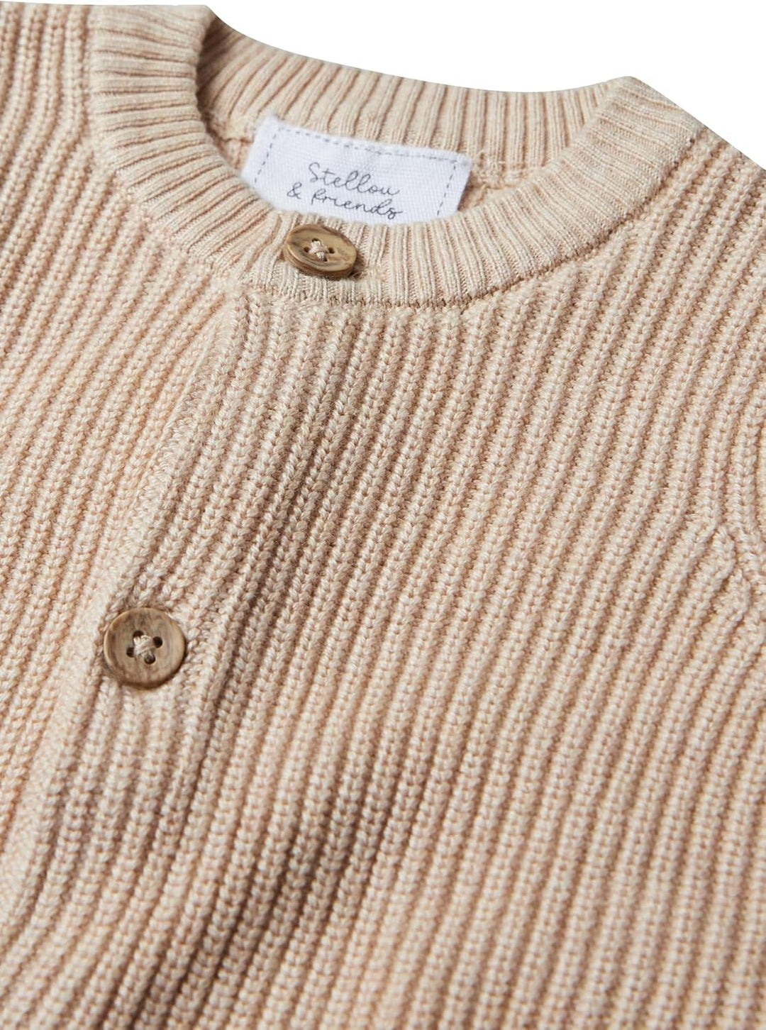 Stellou &amp; friends Cardigan-Strickjacke für Mädchen und Jungen mit Knöpfen in Holz-Optik | Hochwertig