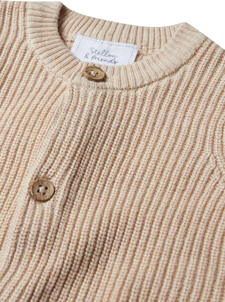 Stellou &amp; friends Cardigan-Strickjacke für Mädchen und Jungen mit Knöpfen in Holz-Optik | Hochwertig