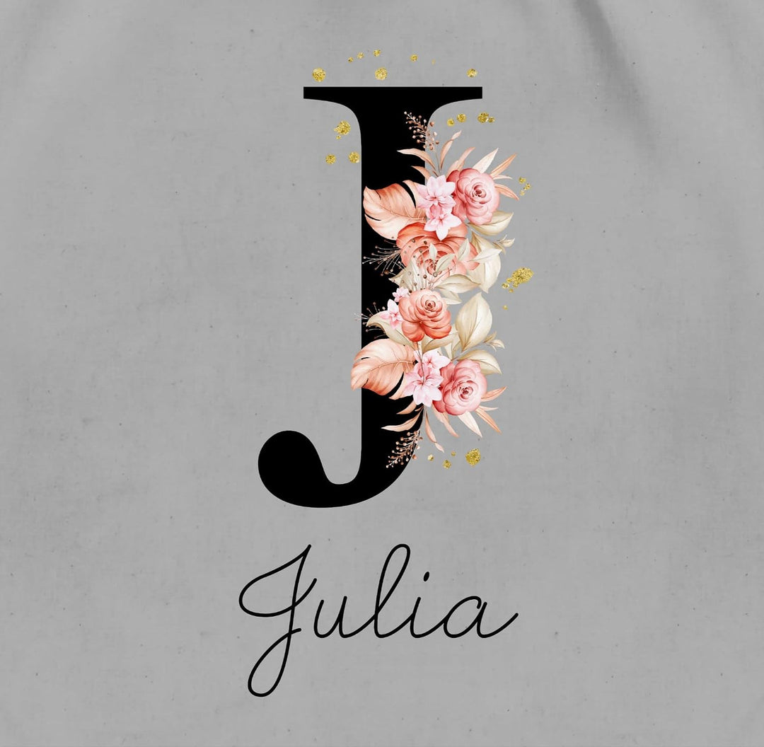 Turnbeutel Rucksack - Initialen - Buchstabe mit Name personalisiert I Anfangsbuchstabe I Initiale -