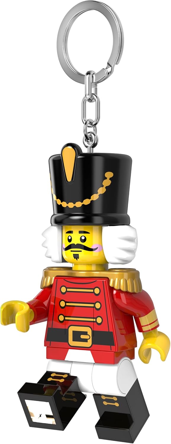 LEGO Iconic Nussknacker Schlüsselanhänger mit LED-Taschenlampe (KE214H) – 9cm grosse Weihnachts-Mini