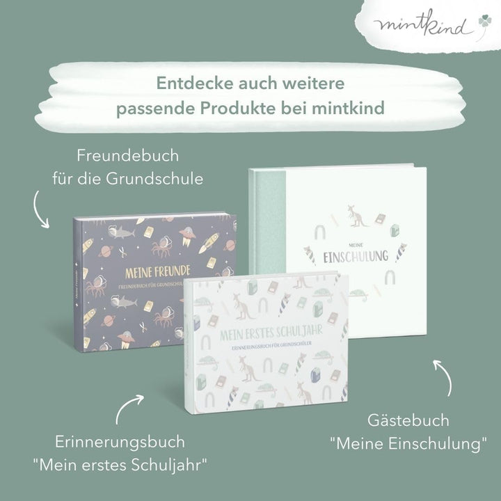 mintkind® Freundebuch Kindergarten Fahrzeuge, Freundschaftsbuch Jungen und Mädchen, Ausfüllbuch Kita