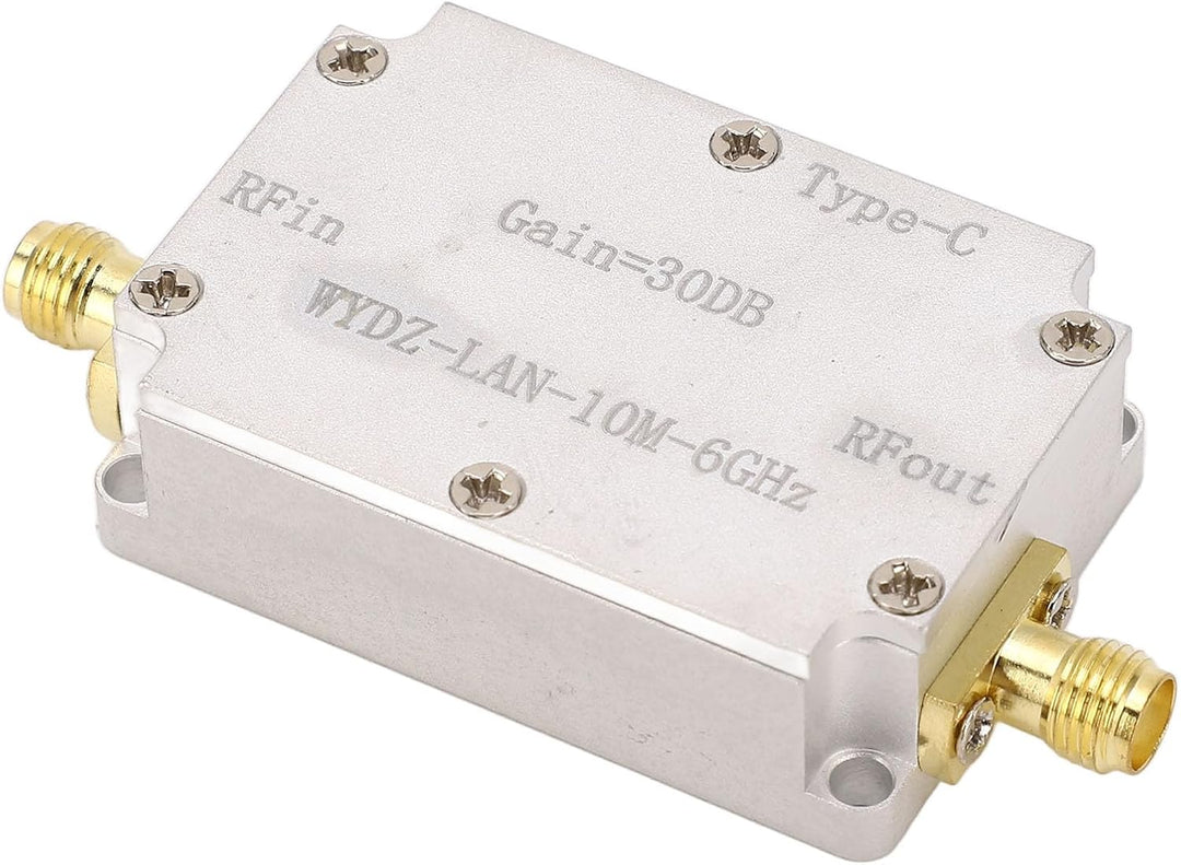 HF-Breitbandverstärker, Rauscharmer 30-dB-Hochverstärkungsverstärker LNA 10 M-6 GHz, SMA-Buchse, DC