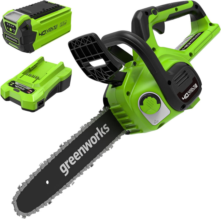 Greenworks Akku Kettensäge mit Akku und Ladegerät, 12 Zoll (30 cm) Blattlänge, 4,2 m/s Kettengeschwi