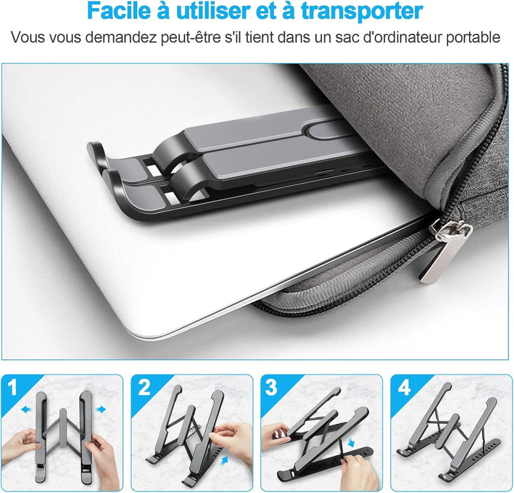Laptop-Ständer, 8 verstellbare Ebenen, Laptop-Ständer, Silikon, rutschfest, kompatibel mit MacBook,