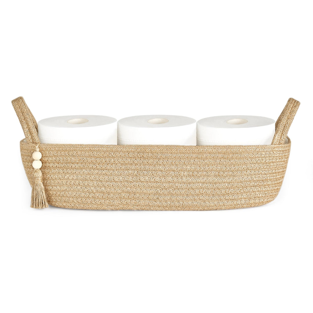 Mkono Kleiner Aufbewahrungskorb für Toilettenspülkasten Boho-Badezimmer-Dekor gewebtes Seil Toilette