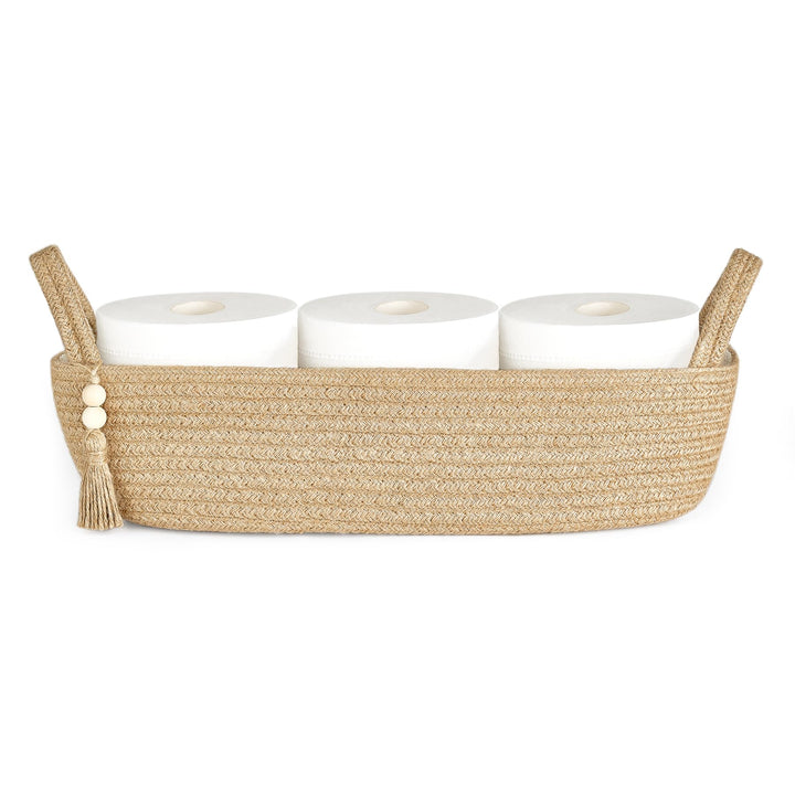 Mkono Kleiner Aufbewahrungskorb für Toilettenspülkasten Boho-Badezimmer-Dekor gewebtes Seil Toilette
