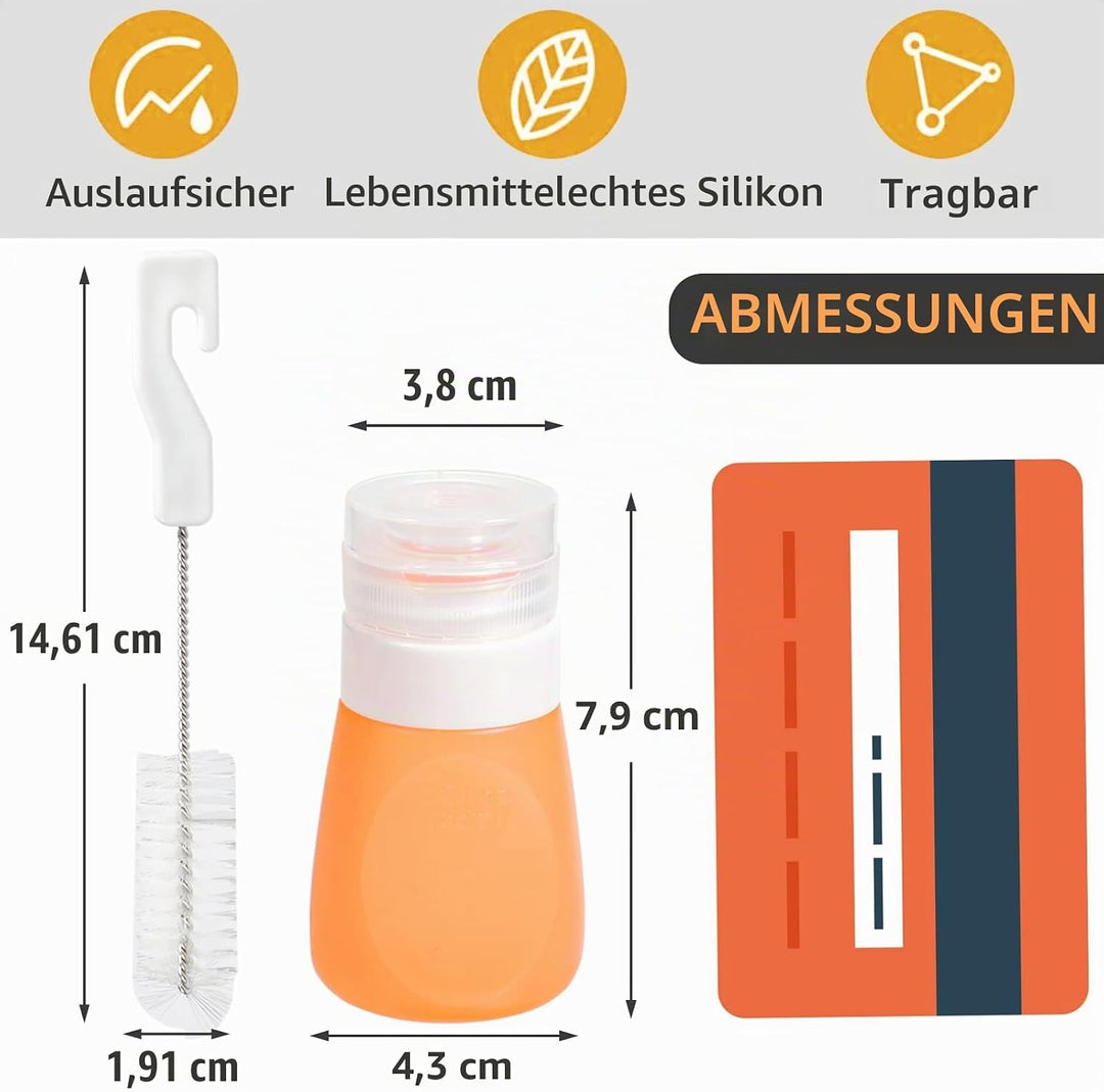 webake Salatdressing Flasche Silikon 5 Stück 55 ml Tragbar Salatdressing Shaker Behälter Quetschflas