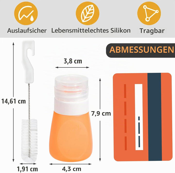 webake Salatdressing Flasche Silikon 5 Stück 55 ml Tragbar Salatdressing Shaker Behälter Quetschflas