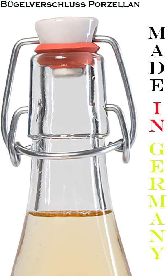 hocz 10er Set Bügelflaschen Bügelflasche Glasflaschen 100ml mit Bügelverschluss zum Selbstbefüllen G